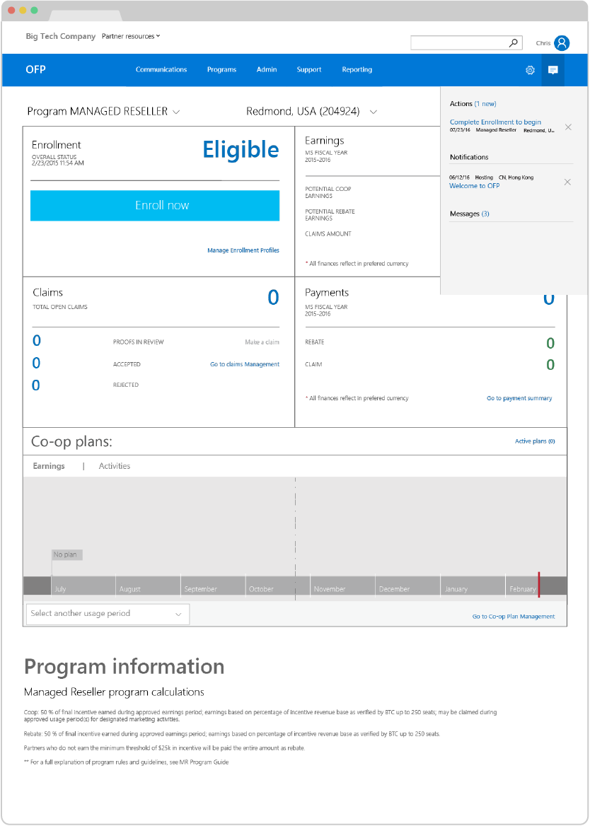 Dashboard in active state.
